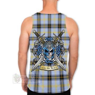 Tartan Vibes Clothing Bell Tartan Men's Tank Top with Family Crest Celtic Skull Style