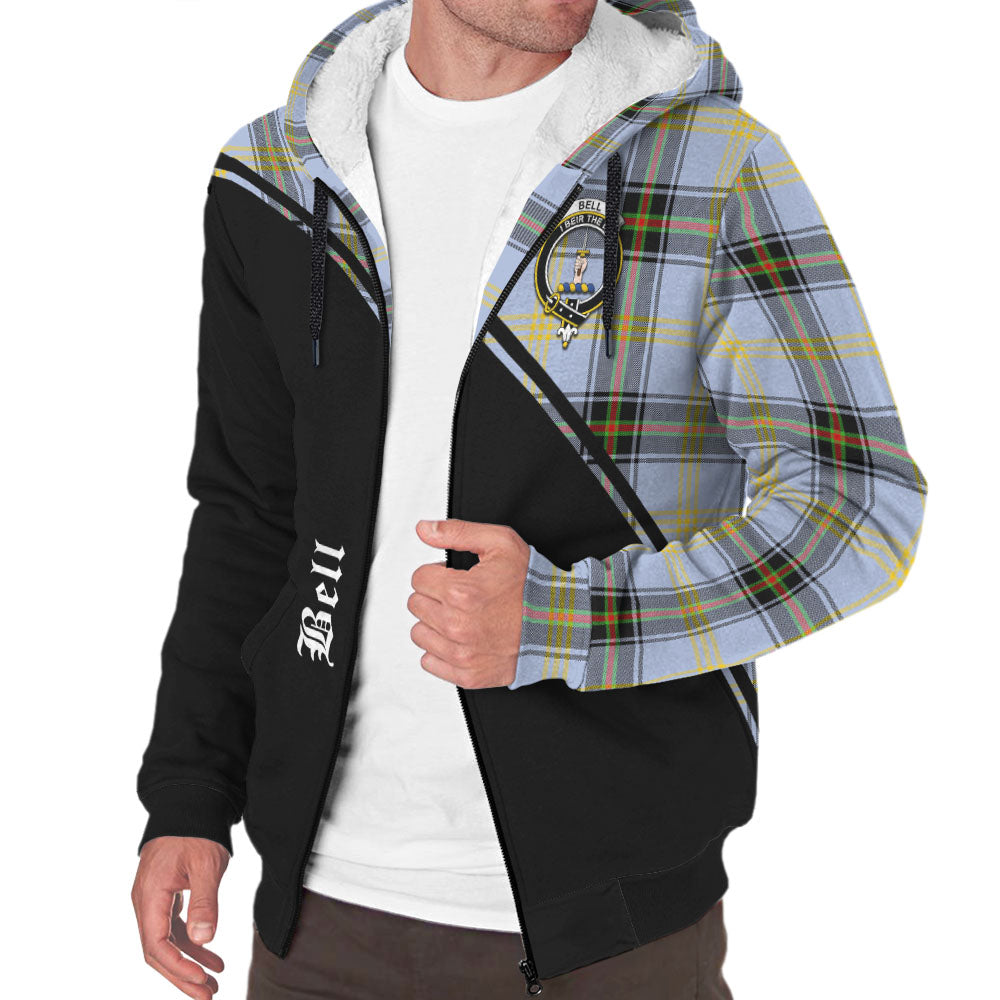 Bell Tartan Sherpa Hoodie with Family Crest Curve Style Unisex - Tartanvibesclothing
