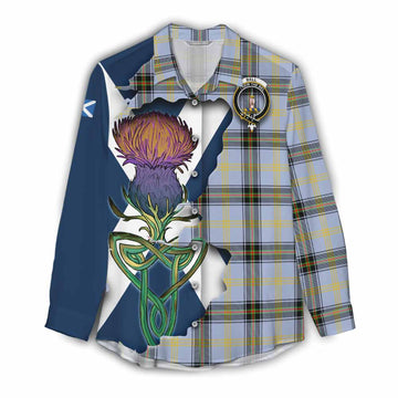 Tartan Vibes Clothing Bell Tartan Family Crest Women's Casual Shirt Scottish Thistle Celtic Inspired