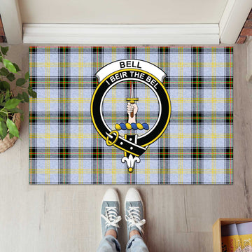 Bell Tartan Rubber Doormat with Family Crest