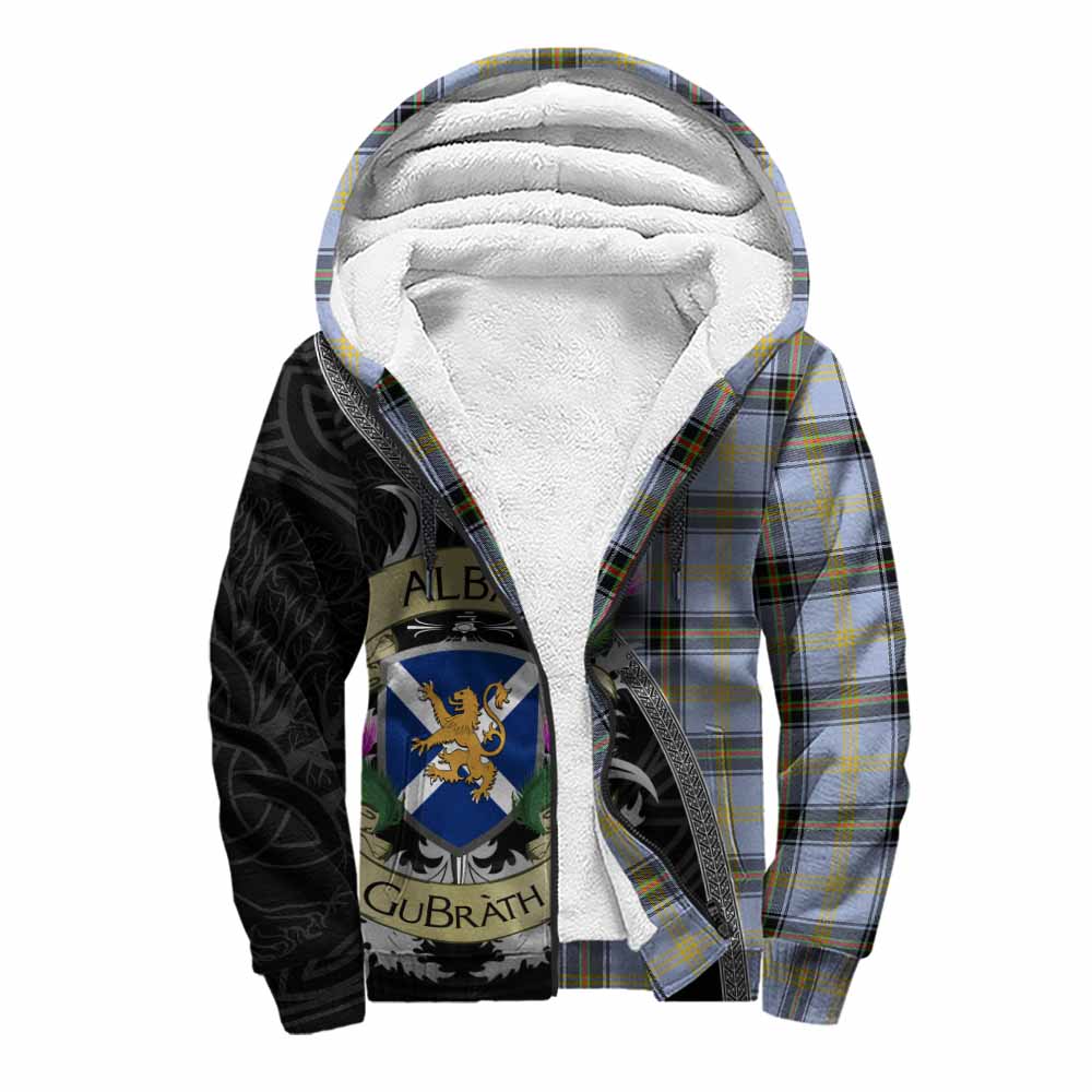 Tartan Vibes Clothing Bell Tartan Family Crest Sherpa Hoodie Lion Rampant Royal Thistle Shield Celtic Inspired