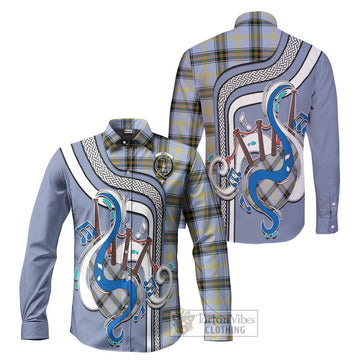 Bell Tartan Long Sleeve Button Shirt with Epic Bagpipe Style