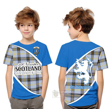 Tartan Vibes Clothing Bell Family Crest Tartan Kid T-Shirt Celebrate Saint Andrew's Day in Style