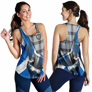Tartan Vibes Clothing Bell Tartan Women's Racerback Tanks with Family Crest Scotland Patriotic Style