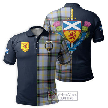 Bell Tartan Polo Shirt Alba with Scottish Lion Royal Arm Half Style