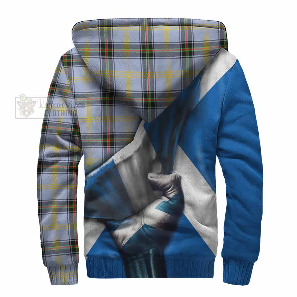 Tartan Vibes Clothing Bell Tartan Sherpa Hoodie with Family Crest Scotland Patriotic Style