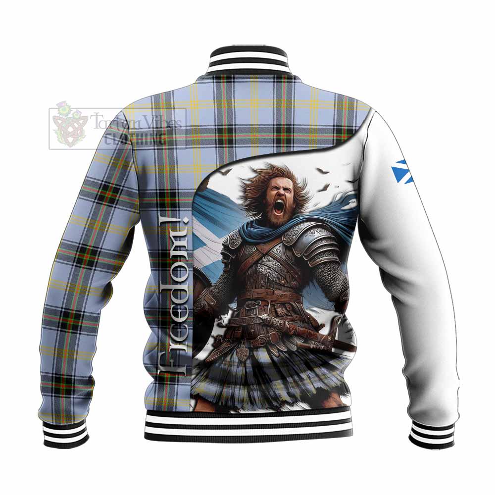Tartan Vibes Clothing Bell Crest Tartan Baseball Jacket Inspired by the Freedom of Scottish Warrior