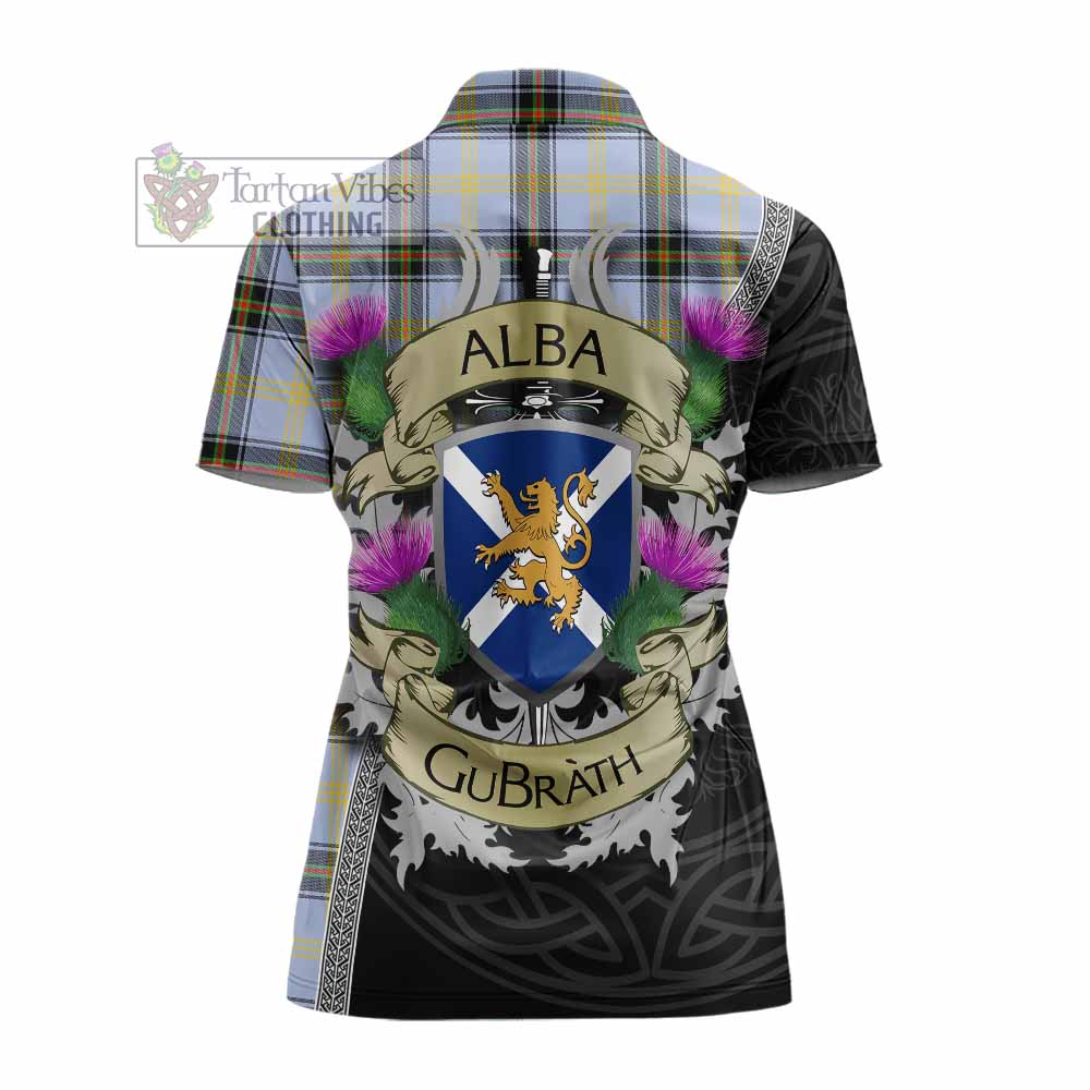 Tartan Vibes Clothing Bell Tartan Family Crest Women's Polo Shirt Lion Rampant Royal Thistle Shield Celtic Inspired