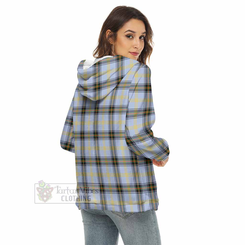 Tartan Vibes Clothing Bell Tartan Women's Borg  Half Zip Fleece Hoodie