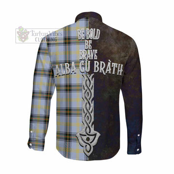 Bell Tartan Family Crest Long Sleeve Button Shirt Alba Gu Brath Be Brave Lion Ancient Style