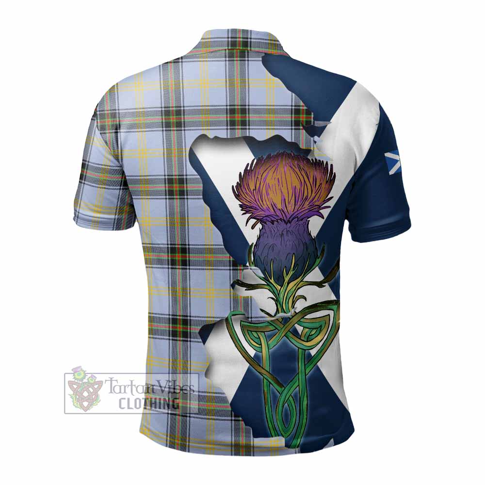 Tartan Vibes Clothing Bell Tartan Family Crest Polo Shirt Scottish Thistle Celtic Inspired