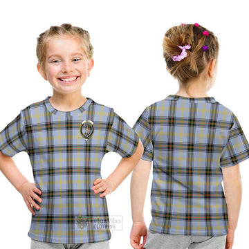 Bell Tartan Kid T-Shirt with Family Crest - Tartanvibesclothing Shop