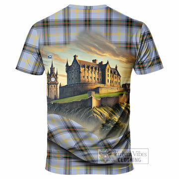 Bell Tartan Family Crest T-Shirt with Scottish Ancient Castle Style