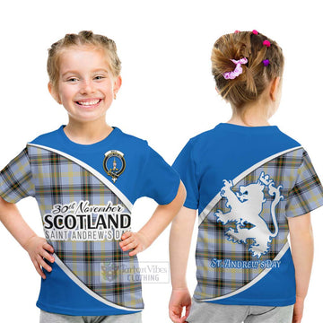Tartan Vibes Clothing Bell Family Crest Tartan Kid T-Shirt Celebrate Saint Andrew's Day in Style