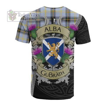 Bell Tartan Family Crest Cotton T-shirt Lion Rampant Royal Thistle Shield Celtic Inspired