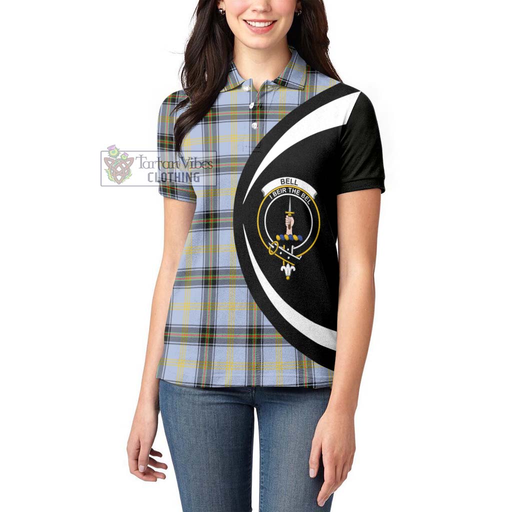 Bell Tartan Women's Polo Shirt with Family Crest Circle Style - Tartan Vibes Clothing