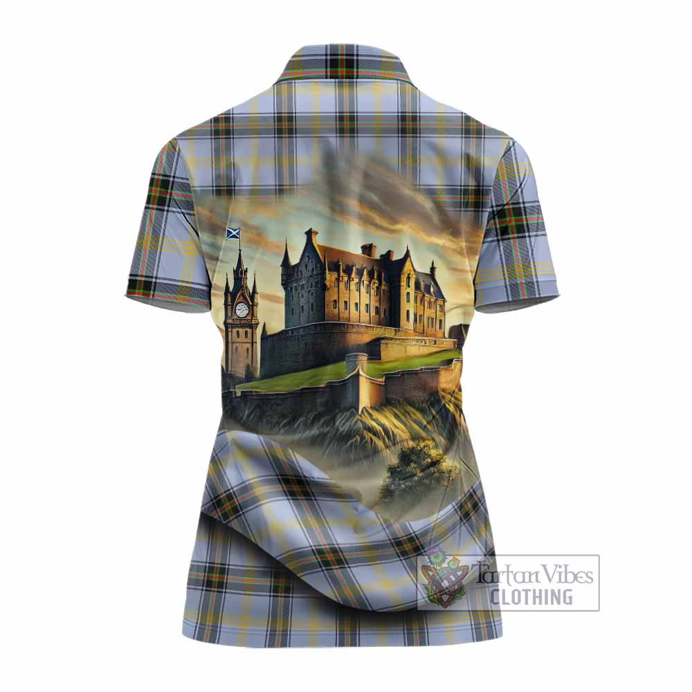 Tartan Vibes Clothing Bell Tartan Family Crest Women's Polo Shirt with Scottish Ancient Castle Stype