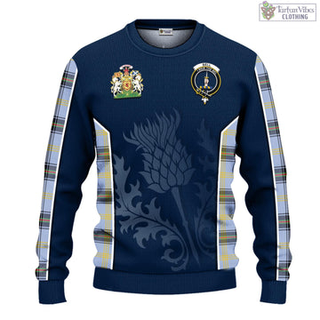 Bell Tartan Knitted Sweatshirt with Family Crest and Scottish Thistle Vibes Sport Style
