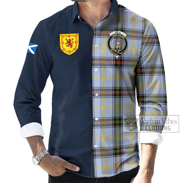 Bell Tartan Long Sleeve Button Shirt Alba with Scottish Lion Royal Arm Half Style