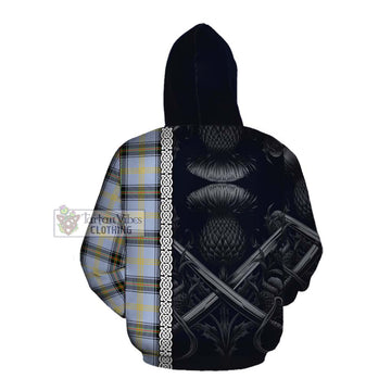Tartan Vibes Clothing Bell Tartan Cotton Hoodie with Family Crest Cross Sword Thistle Celtic Vibes