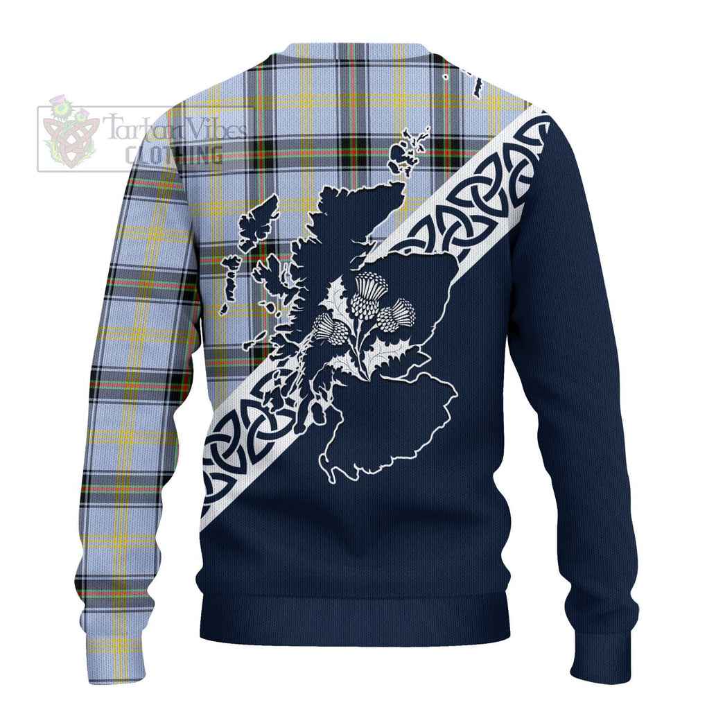 Tartan Vibes Clothing Bell Tartan Knitted Sweater Featuring Thistle and Scotland Map
