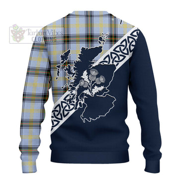 Tartan Vibes Clothing Bell Tartan Knitted Sweater Featuring Thistle and Scotland Map