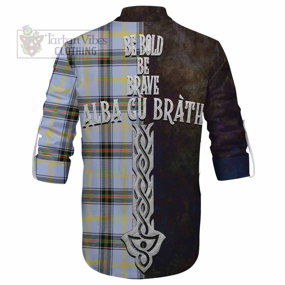 Tartan Vibes Clothing Bell Tartan Family Crest Ghillie Kilt Shirt Alba Gu Brath Be Brave Lion Ancient Style