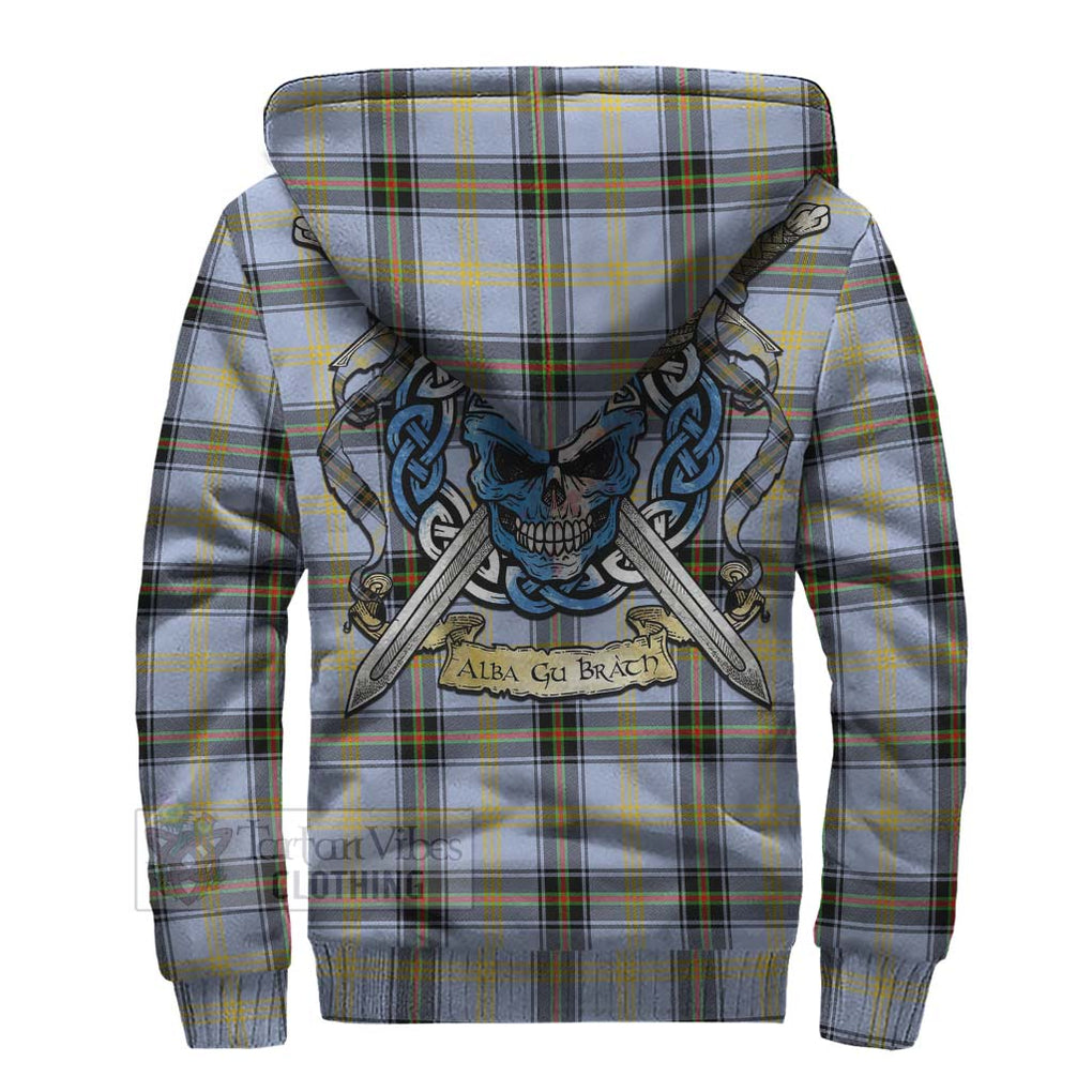Tartan Vibes Clothing Bell Tartan Sherpa Hoodie with Family Crest Celtic Skull Style