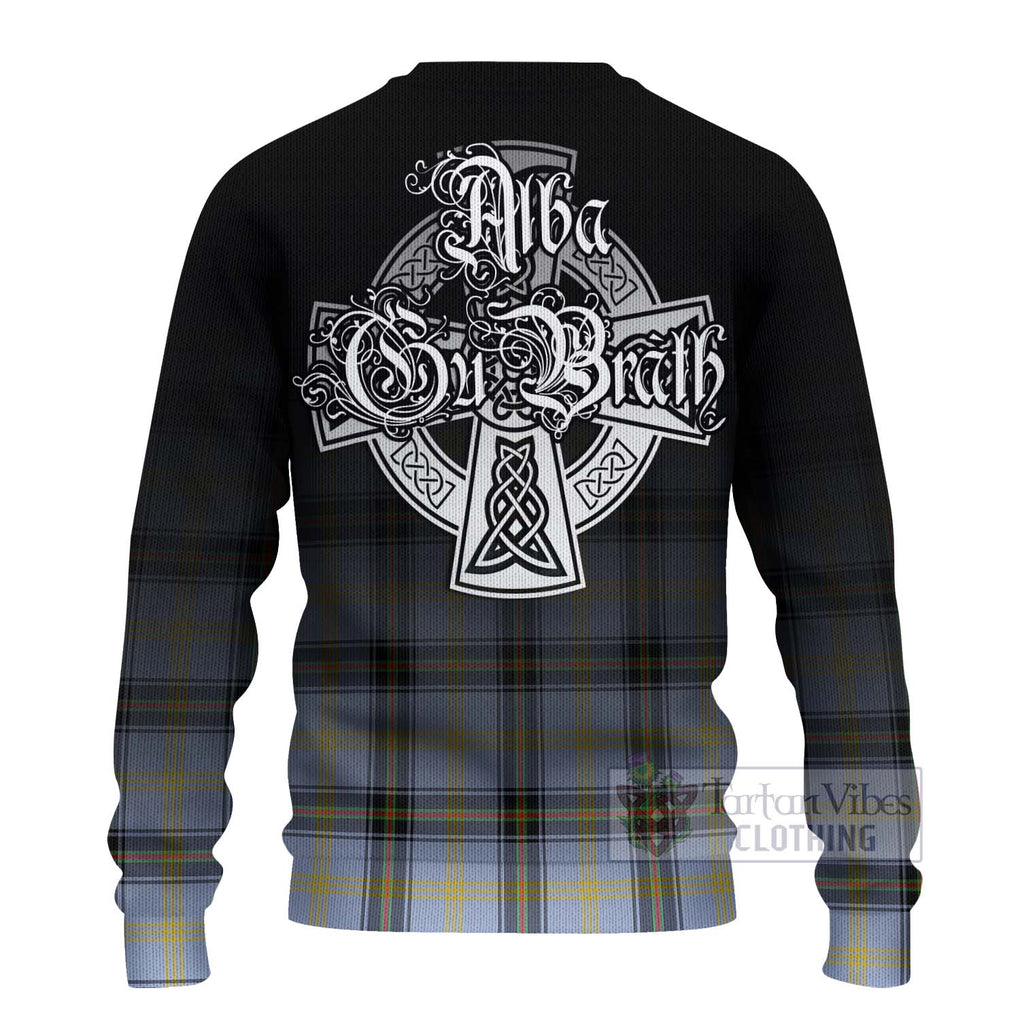 Tartan Vibes Clothing Bell Tartan Knitted Sweater Featuring Alba Gu Brath Family Crest Celtic Inspired