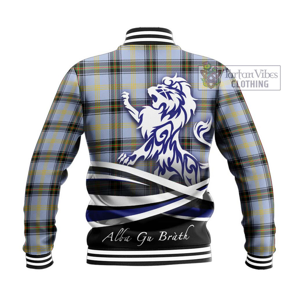 Bell Tartan Baseball Jacket with Alba Gu Brath Regal Lion Emblem - Tartanvibesclothing Shop