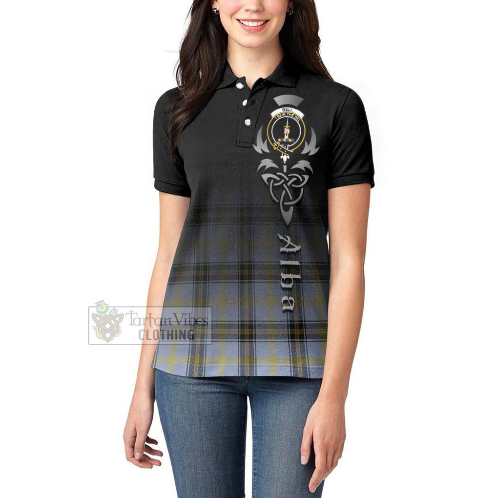 Tartan Vibes Clothing Bell Tartan Women's Polo Shirt Featuring Alba Gu Brath Family Crest Celtic Inspired