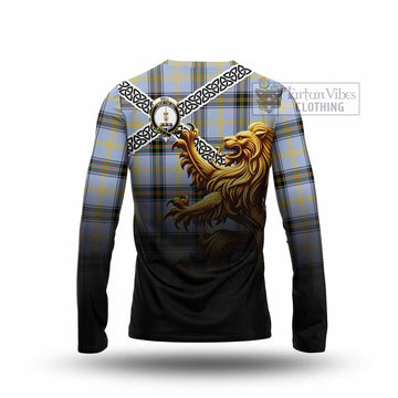 Bell Crest Tartan Long Sleeve T-Shirt with Golden Lion Emblem Celtic Style