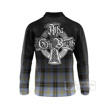 Bell Tartan Long Sleeve Polo Shirt Featuring Alba Gu Brath Family Crest Celtic Inspired