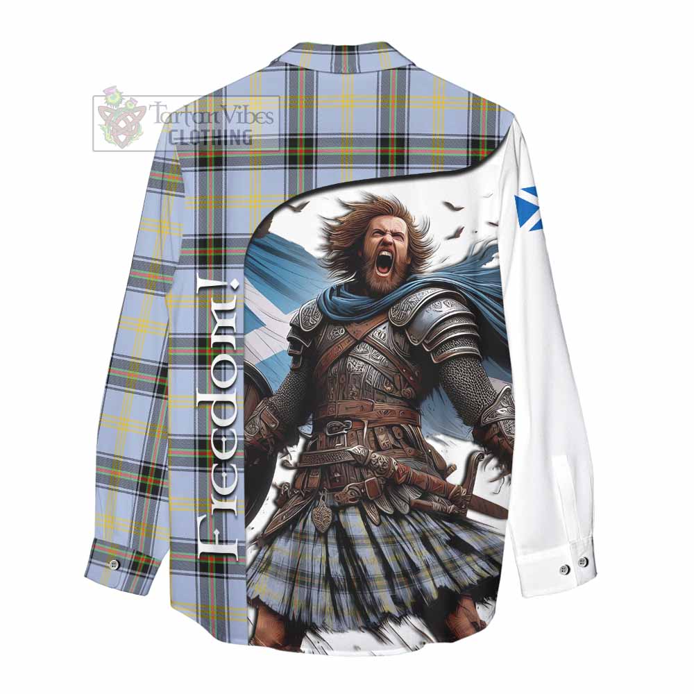 Tartan Vibes Clothing Bell Crest Tartan Women's Casual Shirt Inspired by the Freedom of Scottish Warrior