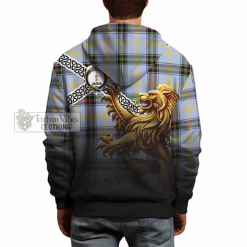 Tartan Vibes Clothing Bell Crest Tartan Hoodie with Golden Lion Emblem Celtic Style