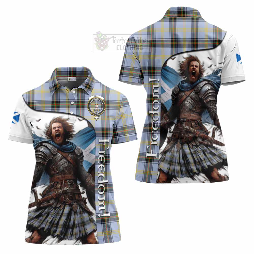 Tartan Vibes Clothing Bell Crest Tartan Women's Polo Shirt Inspired by the Freedom of Scottish Warrior