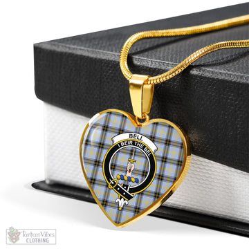 Bell Tartan Heart Necklace with Family Crest