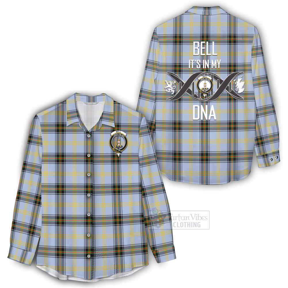 Tartan Vibes Clothing Bell Tartan Women's Casual Shirt with Family Crest DNA In Me Style