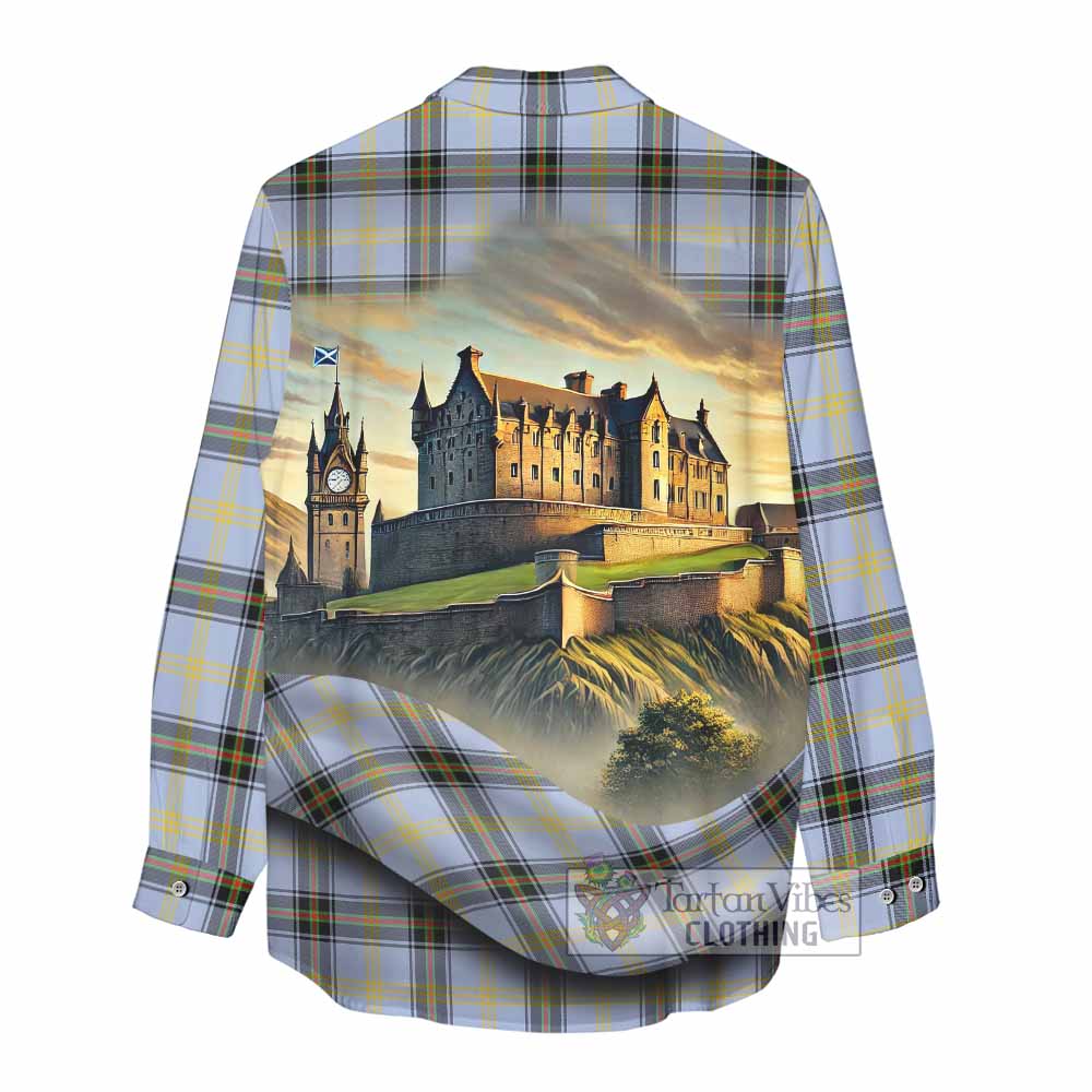 Tartan Vibes Clothing Bell Tartan Family Crest Women's Casual Shirt with Scottish Ancient Castle Style
