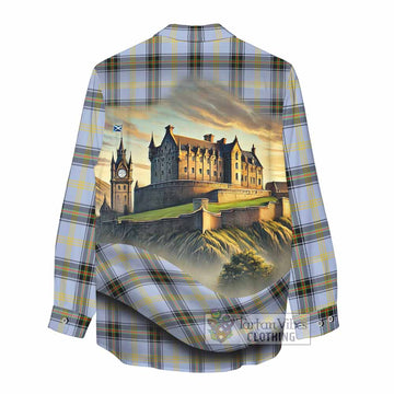Tartan Vibes Clothing Bell Tartan Family Crest Women's Casual Shirt with Scottish Ancient Castle Style