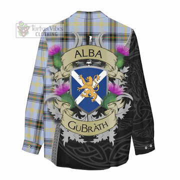 Tartan Vibes Clothing Bell Tartan Family Crest Women's Casual Shirt Lion Rampant Royal Thistle Shield Celtic Inspired