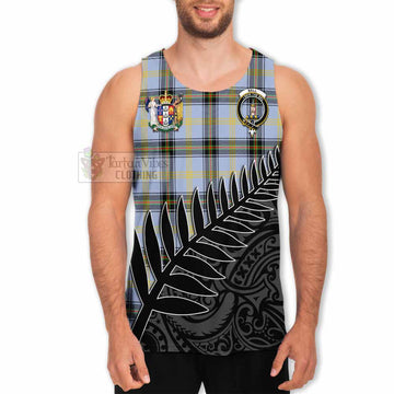 Tartan Vibes Clothing Bell Crest Tartan Men's Tank Top with New Zealand Silver Fern Half Style
