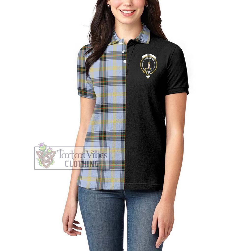 Bell Tartan Women's Polo Shirt with Family Crest and Half Of Me Style - Tartanvibesclothing Shop