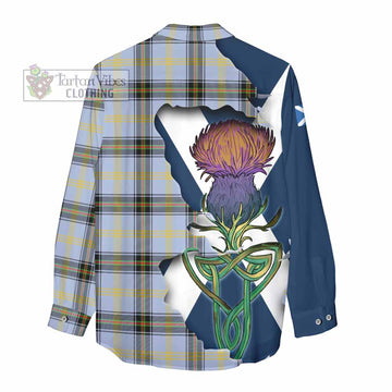 Tartan Vibes Clothing Bell Tartan Family Crest Women's Casual Shirt Scottish Thistle Celtic Inspired