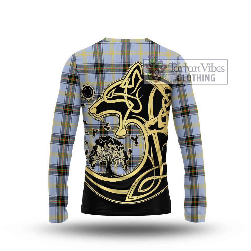 Bell Tartan Long Sleeve T-Shirt with Family Crest Celtic Wolf Style - Tartan Vibes Clothing