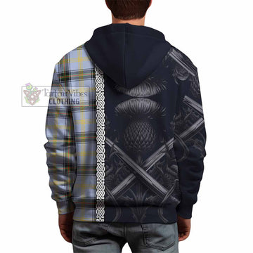 Tartan Vibes Clothing Bell Tartan Hoodie with Family Crest Cross Sword Thistle Celtic Vibes