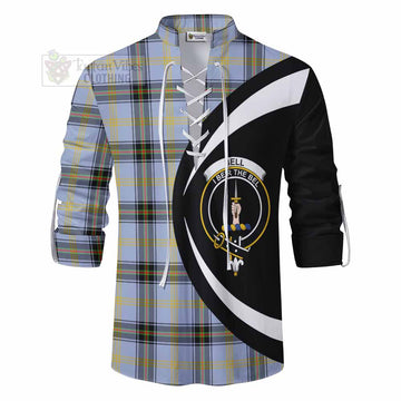 Tartan Vibes Clothing Bell Tartan Ghillie Kilt Shirt with Family Crest Circle Style