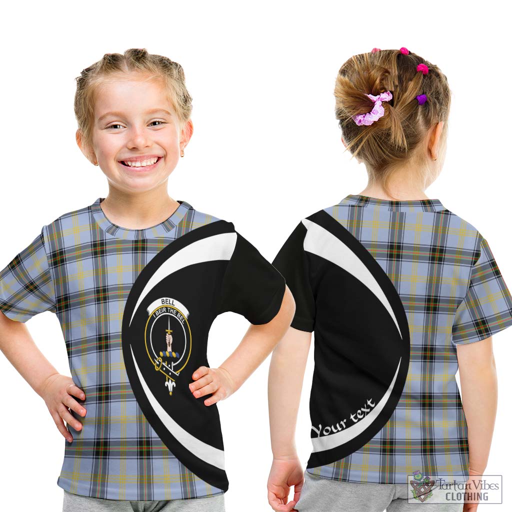 Bell Tartan Kid T-Shirt with Family Crest Circle Style - Tartan Vibes Clothing