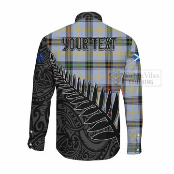 Tartan Vibes Clothing Bell Crest Tartan Long Sleeve Button Shirt with New Zealand Silver Fern Half Style