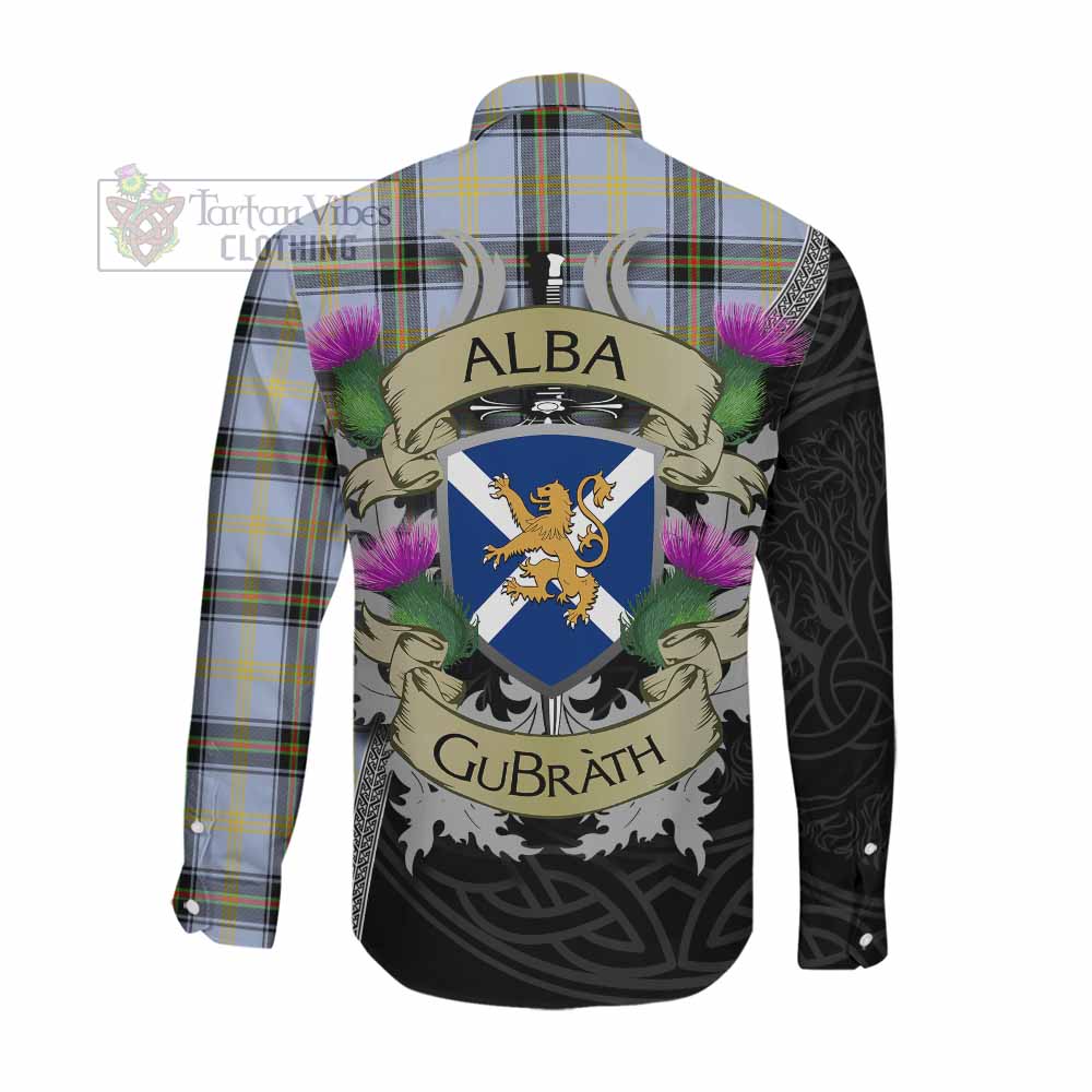 Tartan Vibes Clothing Bell Tartan Family Crest Long Sleeve Button Shirt Lion Rampant Royal Thistle Shield Celtic Inspired
